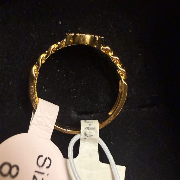 NWT Rachel Zoe 18k Gold Plated 925 Sterling Silver Black Onyx Clover Ring size 8 - Picture 6 of 8